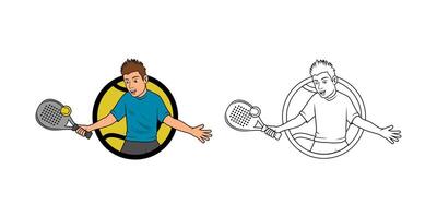 A Man Padel Player Cartoon Logo vector