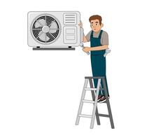 Air Conditioner Service Technician Cartoon Character Design Illustration vector