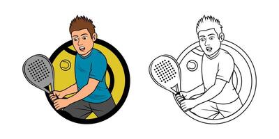 A Man Padel Player Cartoon Logo Design Illustration vector