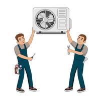 Cartoon of Air Conditioner Technician vector