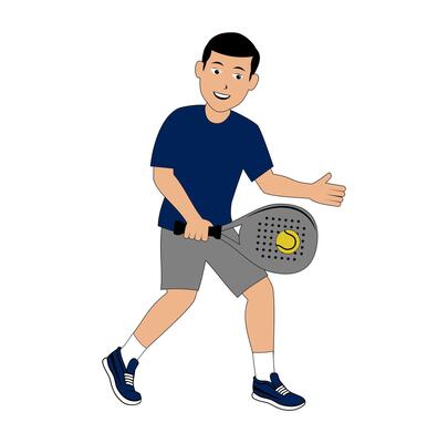 Male Padel Player Cartoon Design Illustration