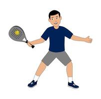 Man Padel Player Cartoon Illustration vector