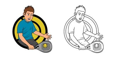Padel Player Cartoon Logo Illustration vector