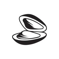 silhouette of cooked mussel with shell vector