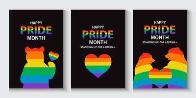 pride month banners with rainbow colors vector