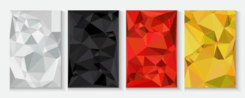 four banners with geometric shapes polygon background with copy space. Creative trendy color templates. vector