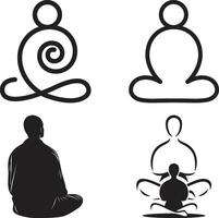 Meditation Yoga icon set for spiritual focus and healing vector