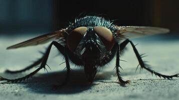 A close up of a fly with its eyes open photo