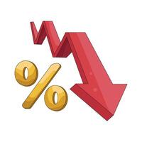 Percentage Rate Falling Arrow vector