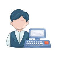 Cashier with cashier machine vector