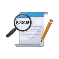 Budget Checklist with Magnifying Glass and Pencil vector