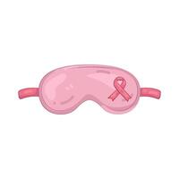 Pink Sleep Mask with Breast Cancer Awareness Ribbon vector