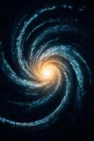 Spiral galaxy with glowing center and star filled deep space background video