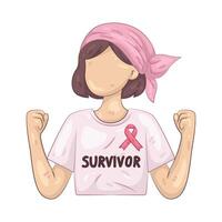 Breast Cancer Survivor with Pink Ribbon vector