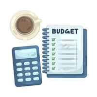 Budgeting with Checklist and Coffee vector