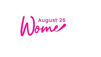 Text animation of handwritten pink heart celebrating Womens Equality Day on August 26. Suitable for social media posts or presentations. video