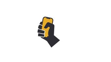 animated shaking hands holding mobile phone template logo design video