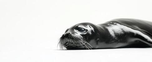 A black seal laying on its side photo