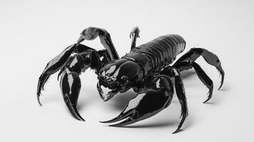 Glossy black scorpion on a white background photo