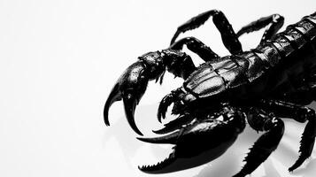 A black scorpion on a white background photo