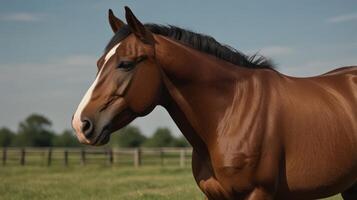 Horse portrait in a pasture photo