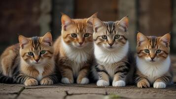Four kittens posed together photo