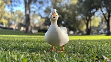 White duck in a park photo