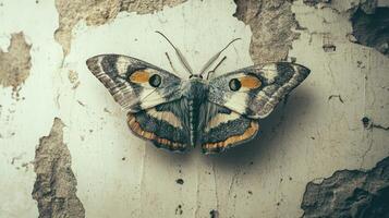 Moth on weathered wall photo