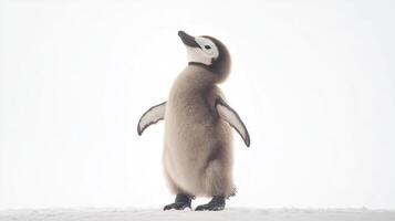 Adorable baby penguin standing upright photo