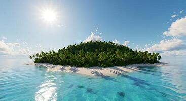 An island with palm trees in the ocean photo