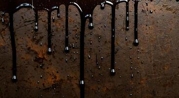 Oil dripping on a rusty metal surface photo