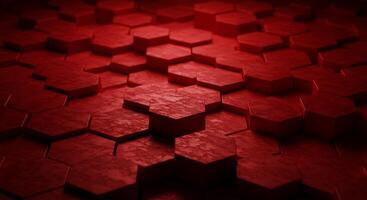 A red background with many hexagonal shapes photo