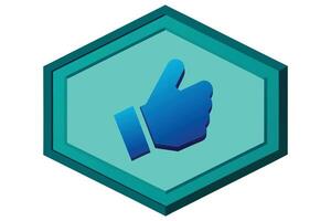 3D isometric thumbs up icon inside vector