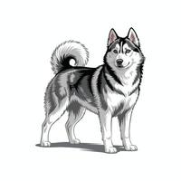 illustration of Siberian Husky standing alertly vector