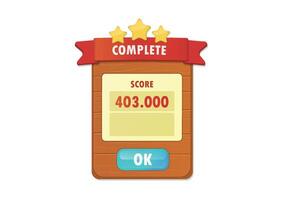 Level Complete element of the game interface vector