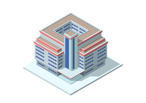 Isometric modern futuristic office or hotel building