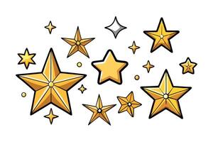 collection of star icon designs in gold and black, featuring multiple star shapes with creative patterns and glowing effects vector