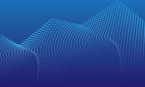 Blue dots wave on blue gradient background. Modern wave line pattern vector