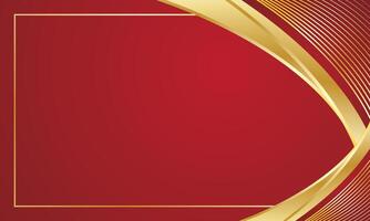 Red gold certificate background, stylish curve abstract vector