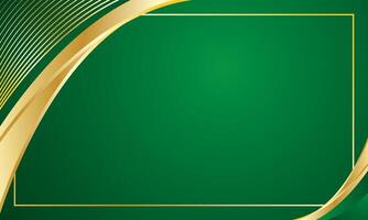 Green gold certificate background, stylish curve abstract vector