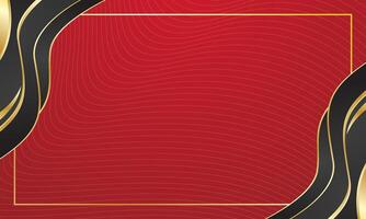 Red background with black gold waves for luxury certificate vector