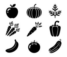 Pumpkin parsley carrots bell pepper banana tomato cucumber. vector
