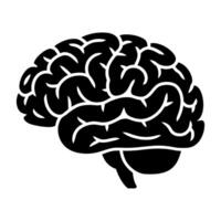Black brain silhouette with white gyri anatomy vector