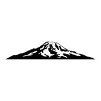 Majestic snow capped mountain peak silhouette black and white vector