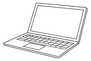 Open laptop computer outline technology electronic device vector