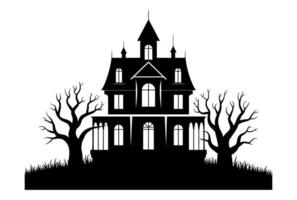 Spooky Victorian mansion with bare trees haunted house vector