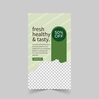 Fresh Healthy and Tasty Food Menu Instagram Story Template for Restaurant and Cafe Promotions vector