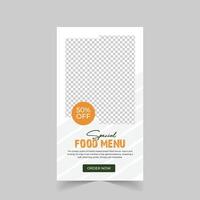 Clean and Creative Instagram Story Template Featuring Tasty Food Menu Design for Social Media Marketing vector