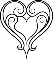 Heart tattoo design with swirls vector