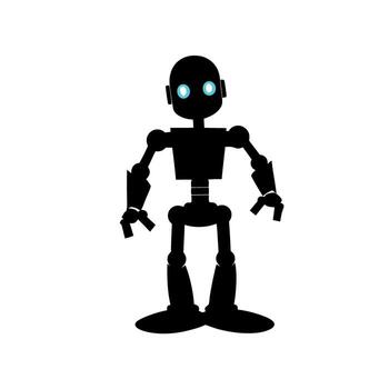 humanoide robot con brillante azul ojos, diseñado en un juguetón y simpático estilo, Perfecto para ai y robótica temas tecnología icono vector